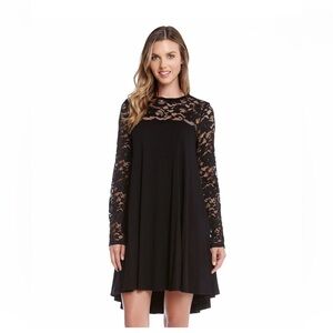 Karen Kane Elegant Black Lace High Low Dress, 1X